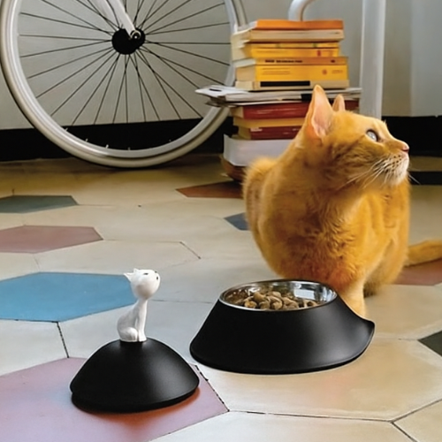 Alessi Mio Cat Bowl Black Life01