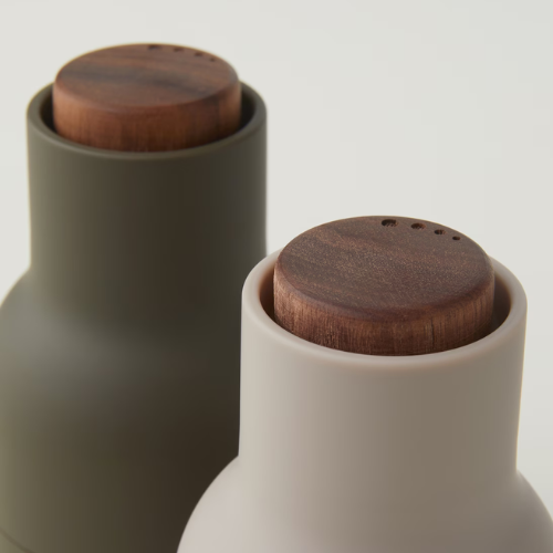 Audo Copenhaghen Bottle Grinders Salt and Pepper Hunter Green Beige Walnut Main02