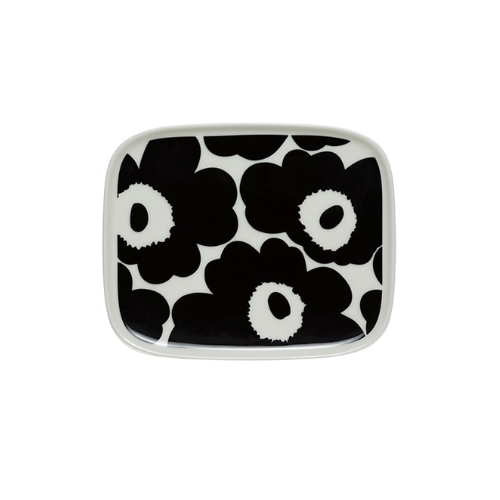 Marimekko | Oiva - Unikko Black Plate 15x12