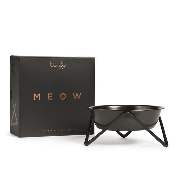 BENDO MEOW CAT BOWL BLACK ON BLACK MAIN02
