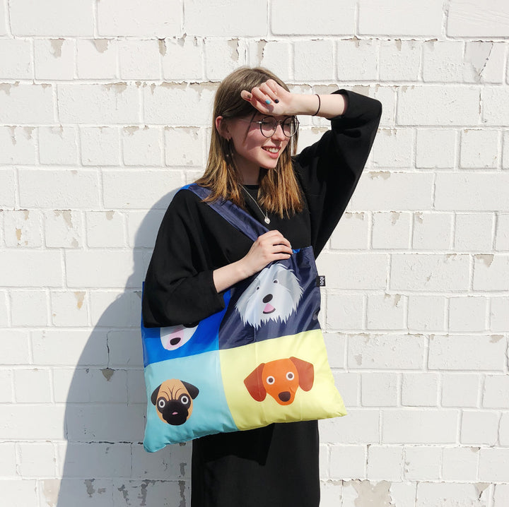 LOQI Shopping Bag Cats & Dogs Collection - Dog girl modelling Online Store Sydney Australia