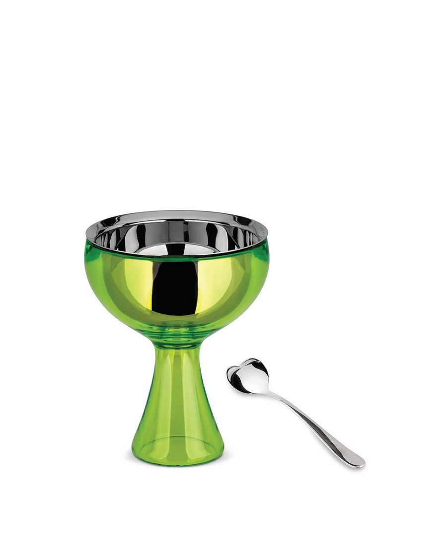 Alessi Big Love Ice Cream Bowl and Spoon Green Main01