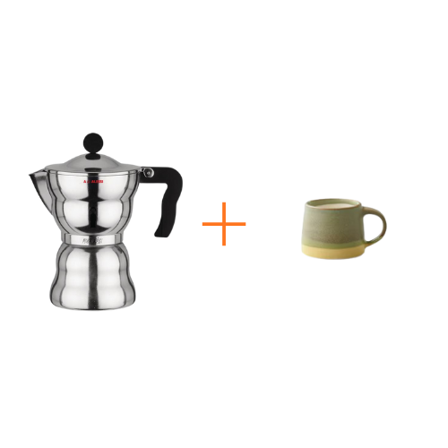 Espresso Essentials | Alessi Moka Espresso Coffee Maker 3 Cup + Kinto Mug 110ml