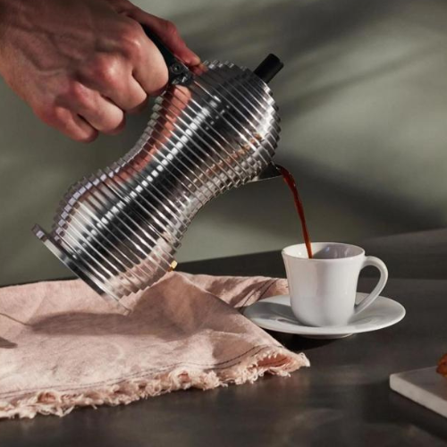 Alessi Pulcina Espresso Coffee maker 6 cup Black Life01