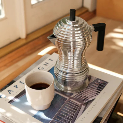 Alessi Pulcina Espresso Coffee maker 6 cup Black Life02