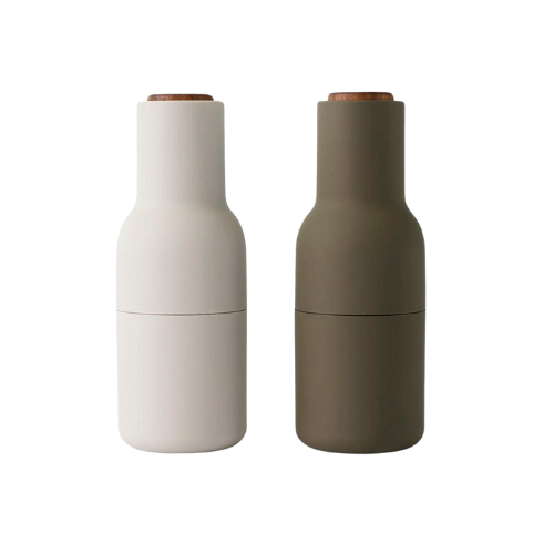 Audo Copenhaghen Bottle Grinders Salt and Pepper Hunter Green Beige Walnut Main099