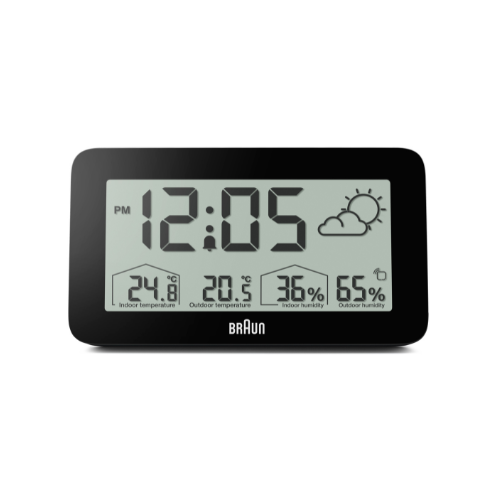 Braun | BC13BP Digital Wether Station Clock in Black Main03