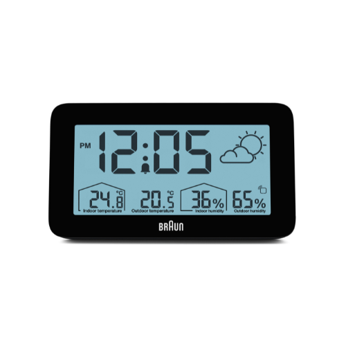 Braun | BC13BP Digital Wether Station Clock in Black Main04