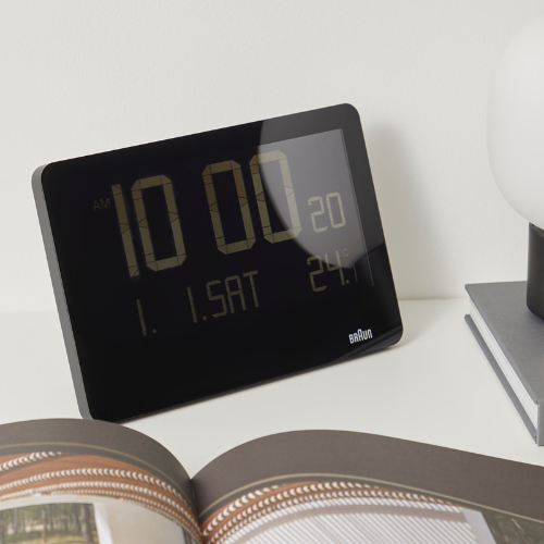 Braun Digital Wall Clock in Black 26cm BC14B Life01