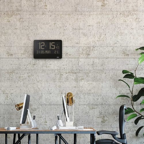 Braun Digital Wall Clock in Black 26cm BC14B Life055