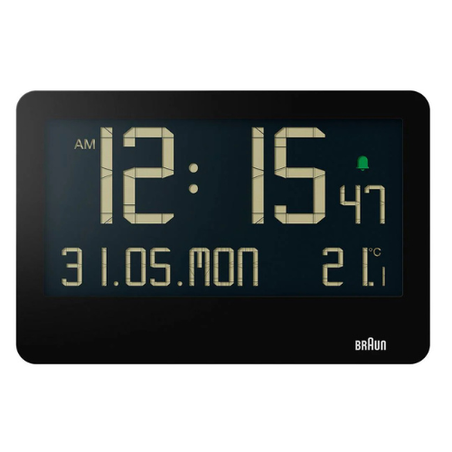 Braun Digital Wall Clock in Black 26cm BC14B Main05