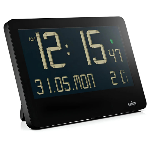 Braun Digital Wall Clock in Black 26cm BC14B Main01