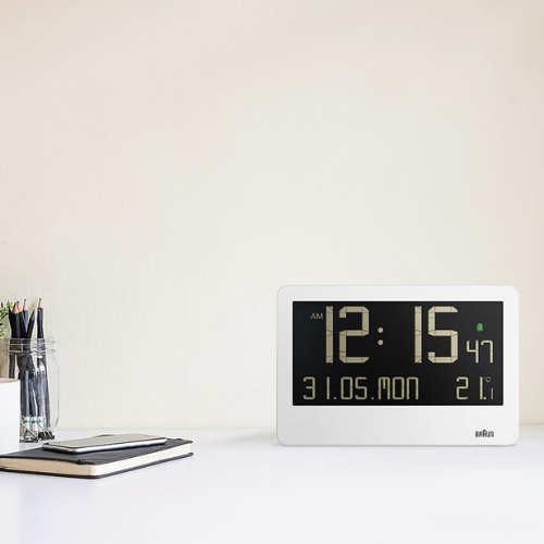 Braun Digital Wall Clock in White 26cm BC14W Life01