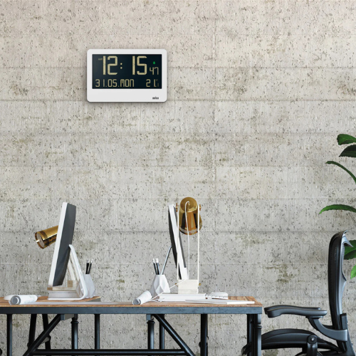 Braun Digital Wall Clock in White 26cm BC14W Life02