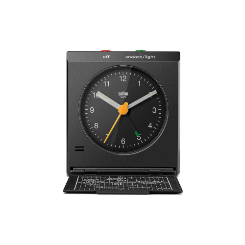 Braun Travel Analogue Alarm Clock Foldable Lid in Black 8cm BC05B Main03