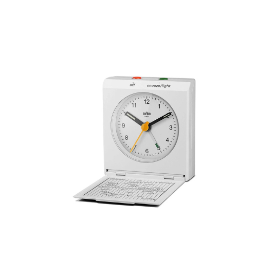 Braun Travel Analogue Alarm Clock with Foldable Lid in White BC05W Main04