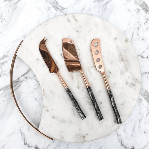Clinq Marble Board + Clink Copper Cheese Knives Life01