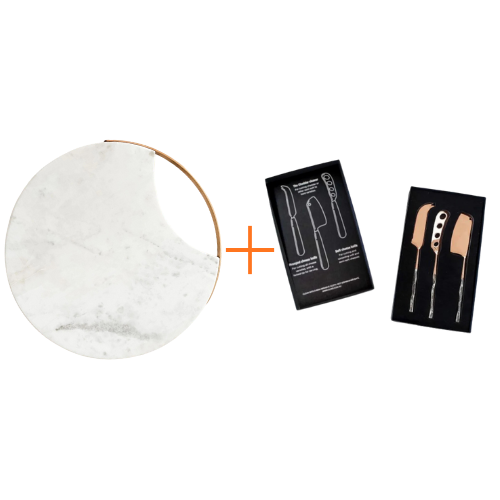 Clinq Marble Board + Clink Copper Cheese Knives Main01