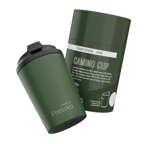 Fressko Camino 12oz Reusable Ceramic Lined Coffee Cup in Khaki Main04