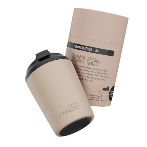 Fressko Bino 8oz Reusable Ceramic Lined Coffee Cup in Oat Main04