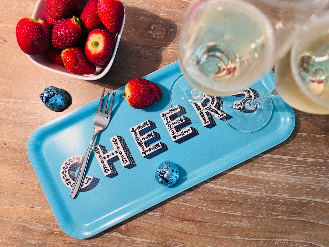 Oggetti Made Cheers Gift Hamper Champagne Flutes Serving Tray Life001