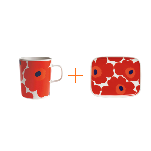 Marimekko Bundle Unikko Red Mug & Plate Main01
