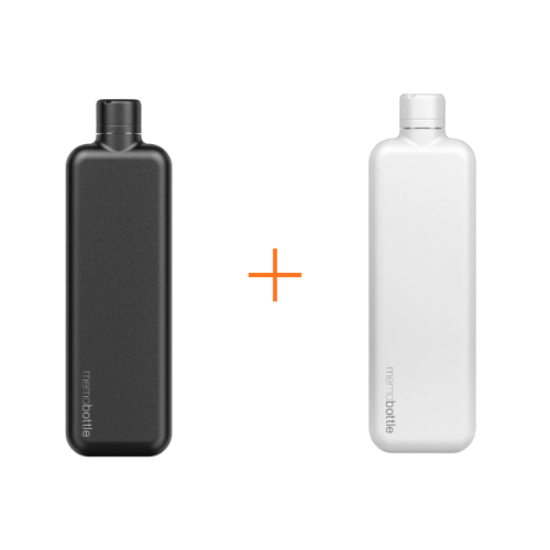 Memobottle Sets Slim Water Bottle Black + White Bundle  Main01
