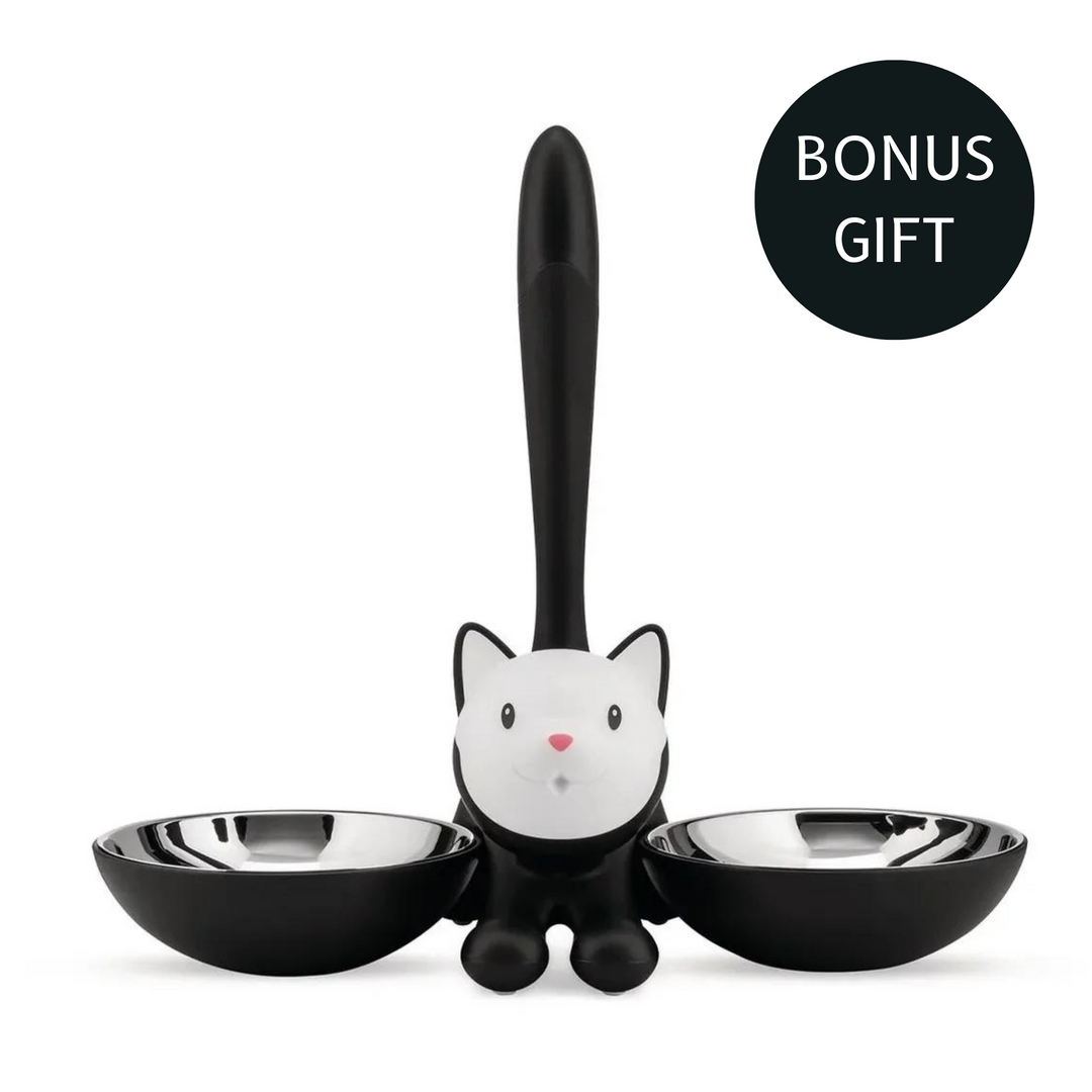 Alessi Pets Tigrito Cat Bowl in Black MAIN01 BONUS GIFTMiriam Mirri