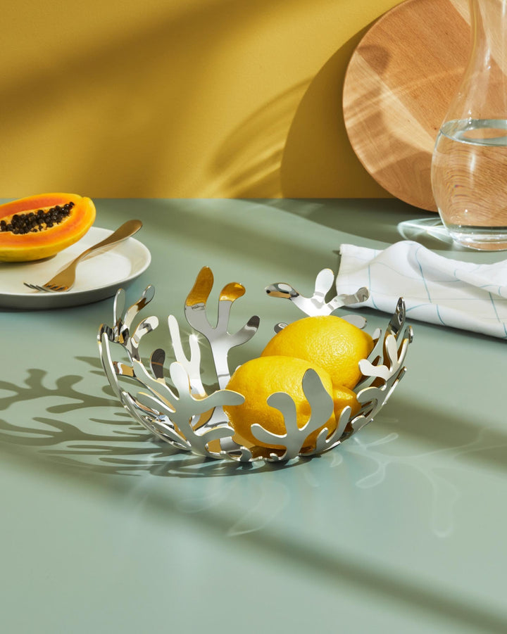 Alessi Mediterraneo Fruit Bowl 29cm in Silver ESI01/29 Life01