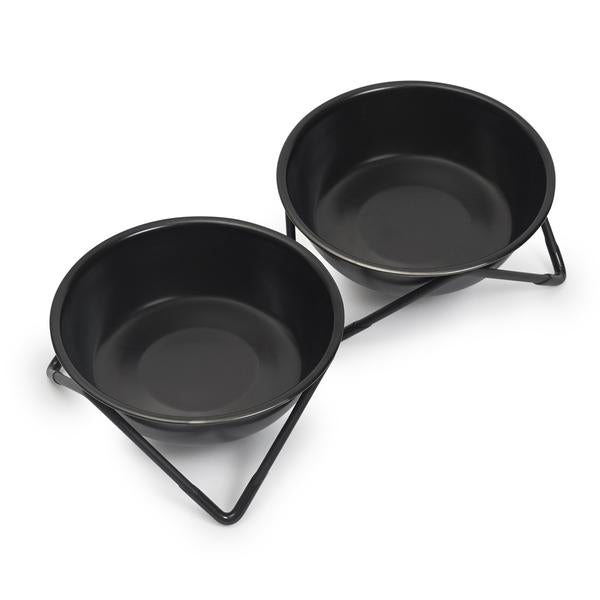 BENDO MEOW MEOW PET CAT BOWL BLACK ON BLACK MAIN01